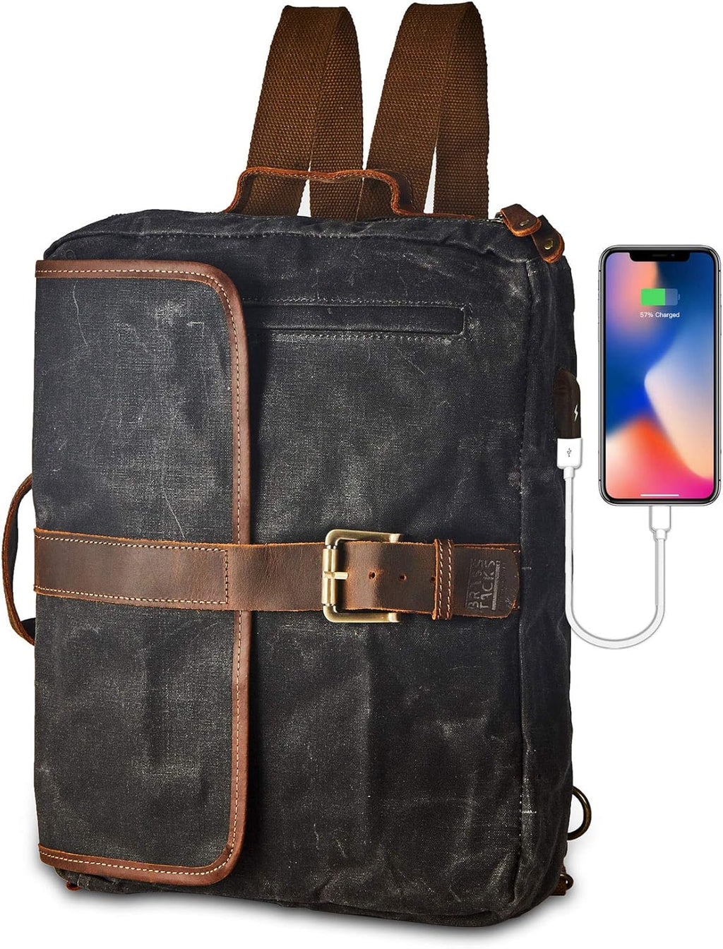 Heavy Duty Waxed Canvas Vintage Backpack H866180