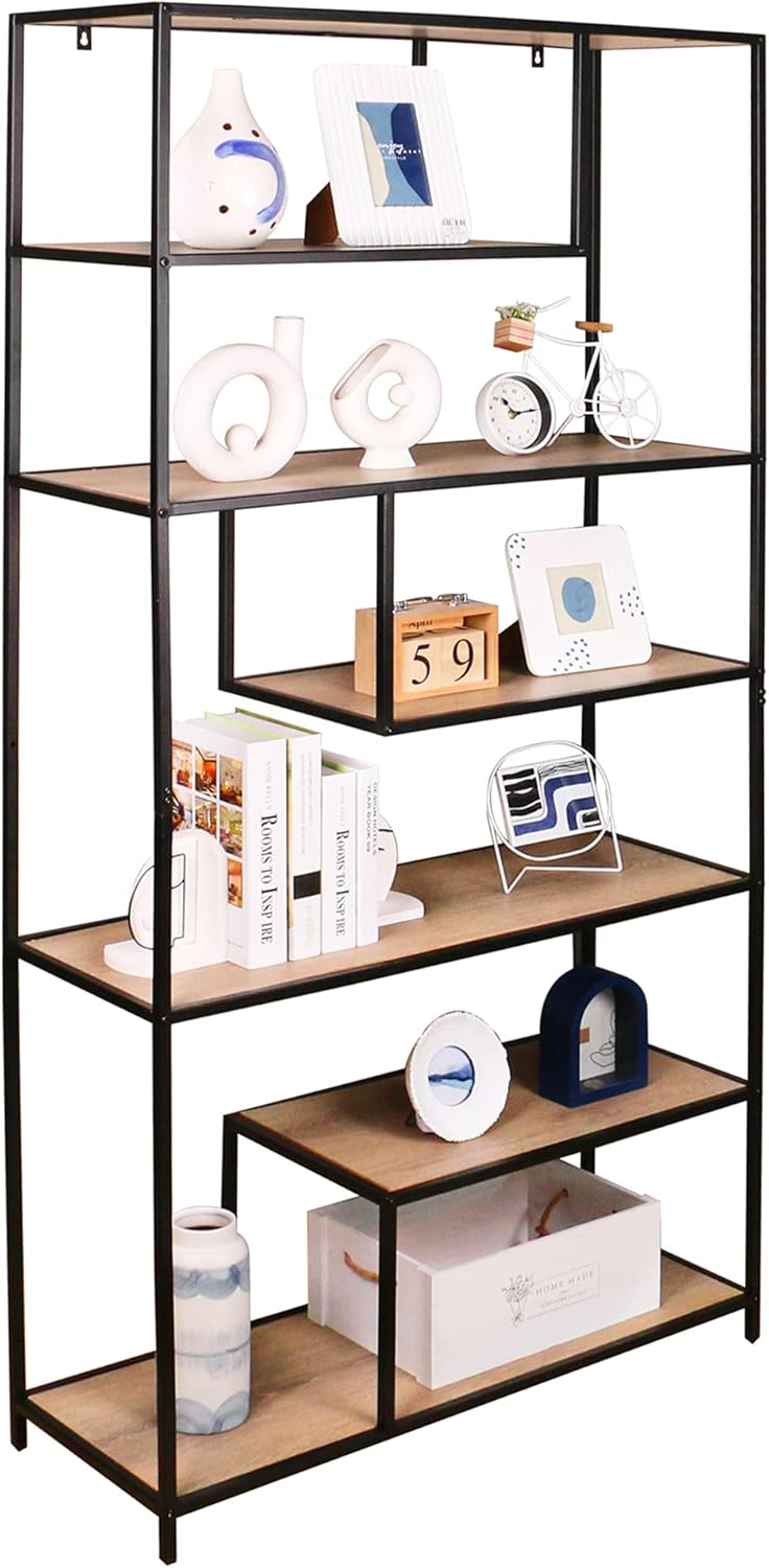 7-Tier Wood Open Bookshelf W848