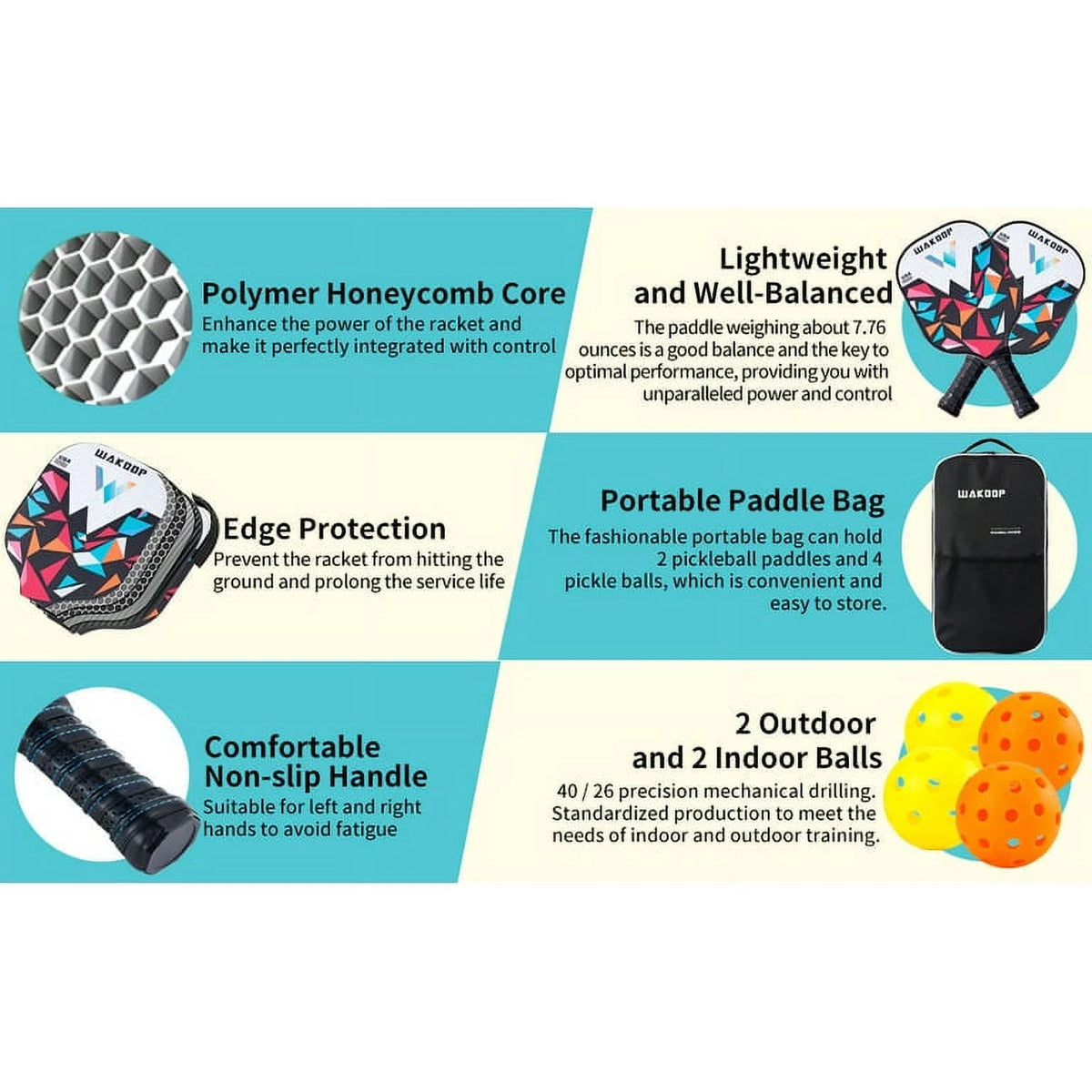 Graphite Pickleball Paddle Set with 4 Balls and Cover Bag R455746