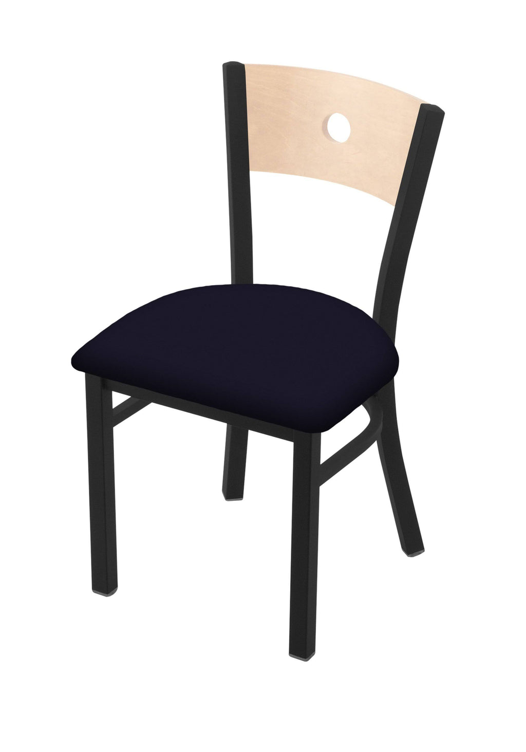 Black Wrinkle Finish Chair with Natural Back and Canter Saddle Seat A761