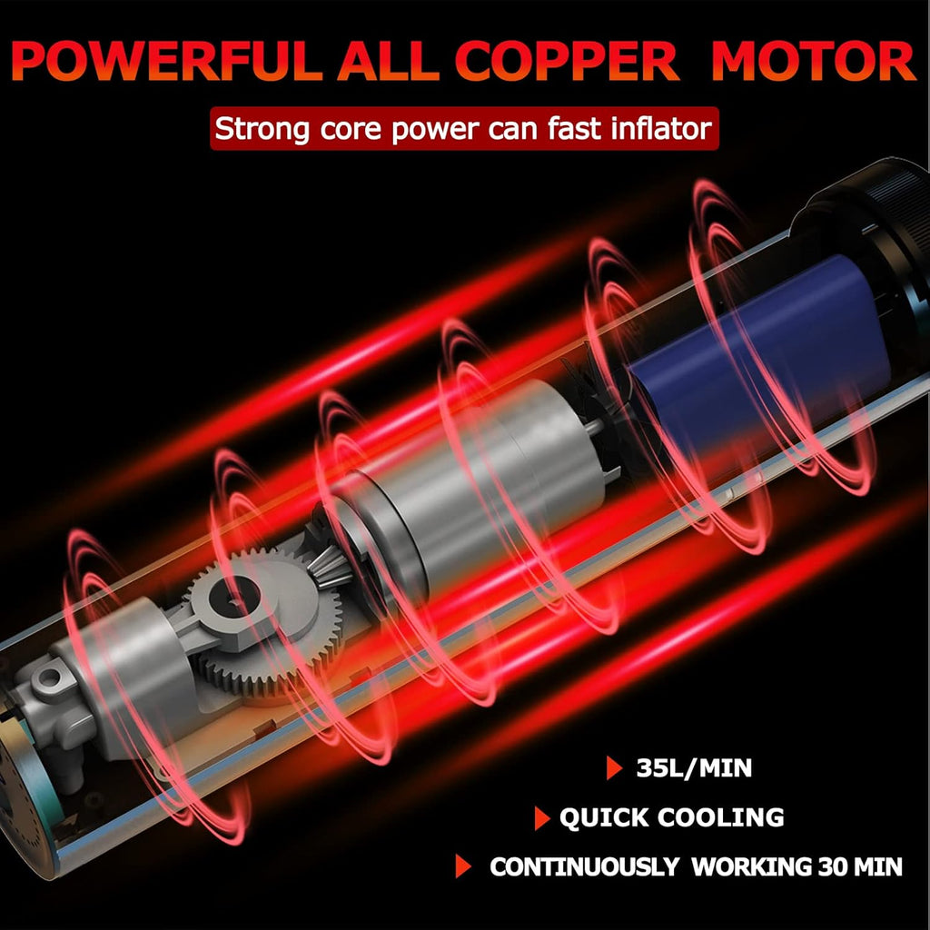 8000mAh Rechargeable Cordless Aluminium Alloy Tire Inflator with Digital Pressure Gauge, Pack of 2 M765