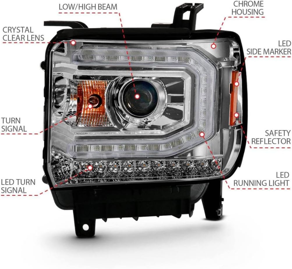 Projector Headlight Plank Style Chrome N405
