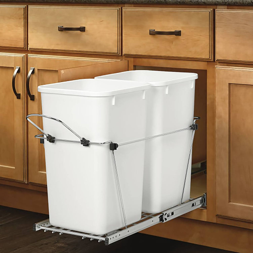 Double 27-Qt Kitchen Cabinet Pullout Waste Container Y7133
