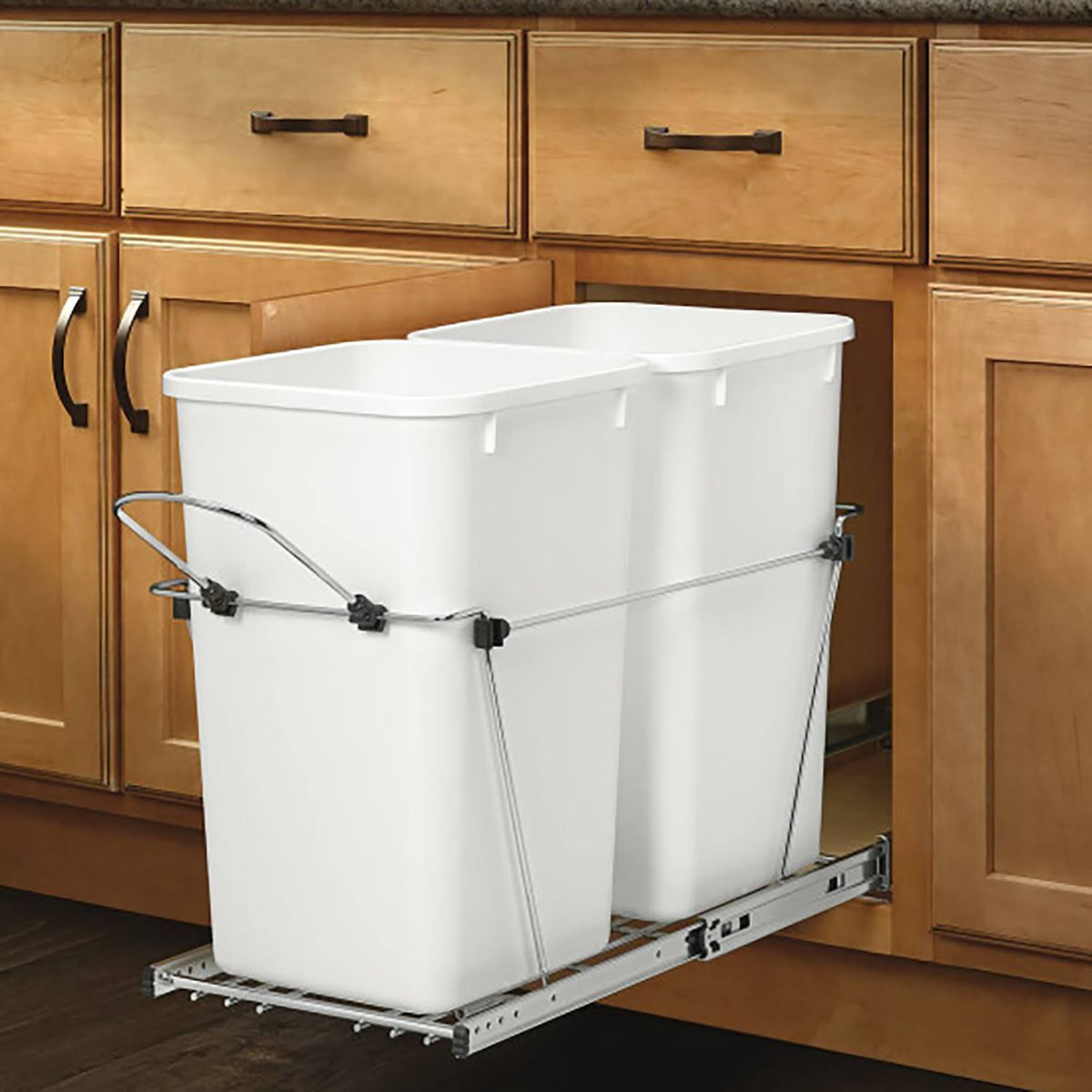 Double 27-Qt Kitchen Cabinet Pullout Waste Container Y7133