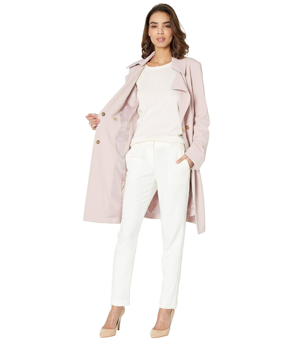 Belted Trench, Dusty Pink O722