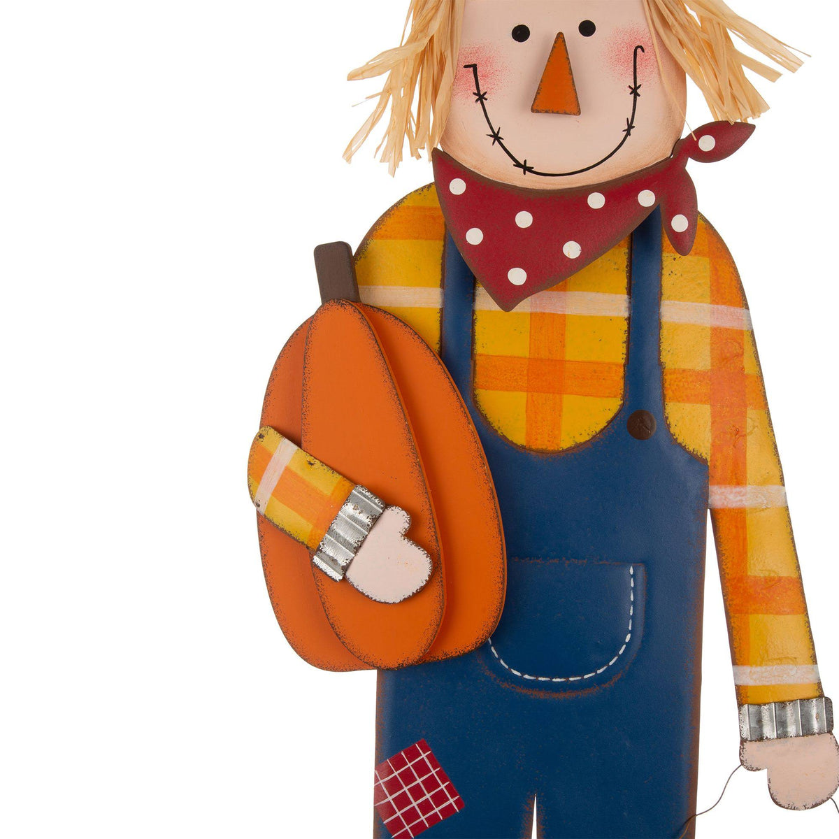 Orange and Blue Scarecrow Yard Stake Sign Decor H312