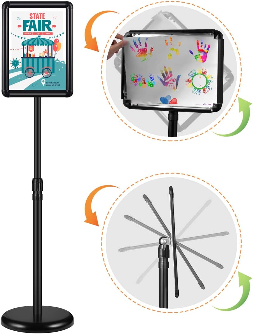 2 Pack Adjustable Floor Sign Stand 8.5x11 Inch Black U1269