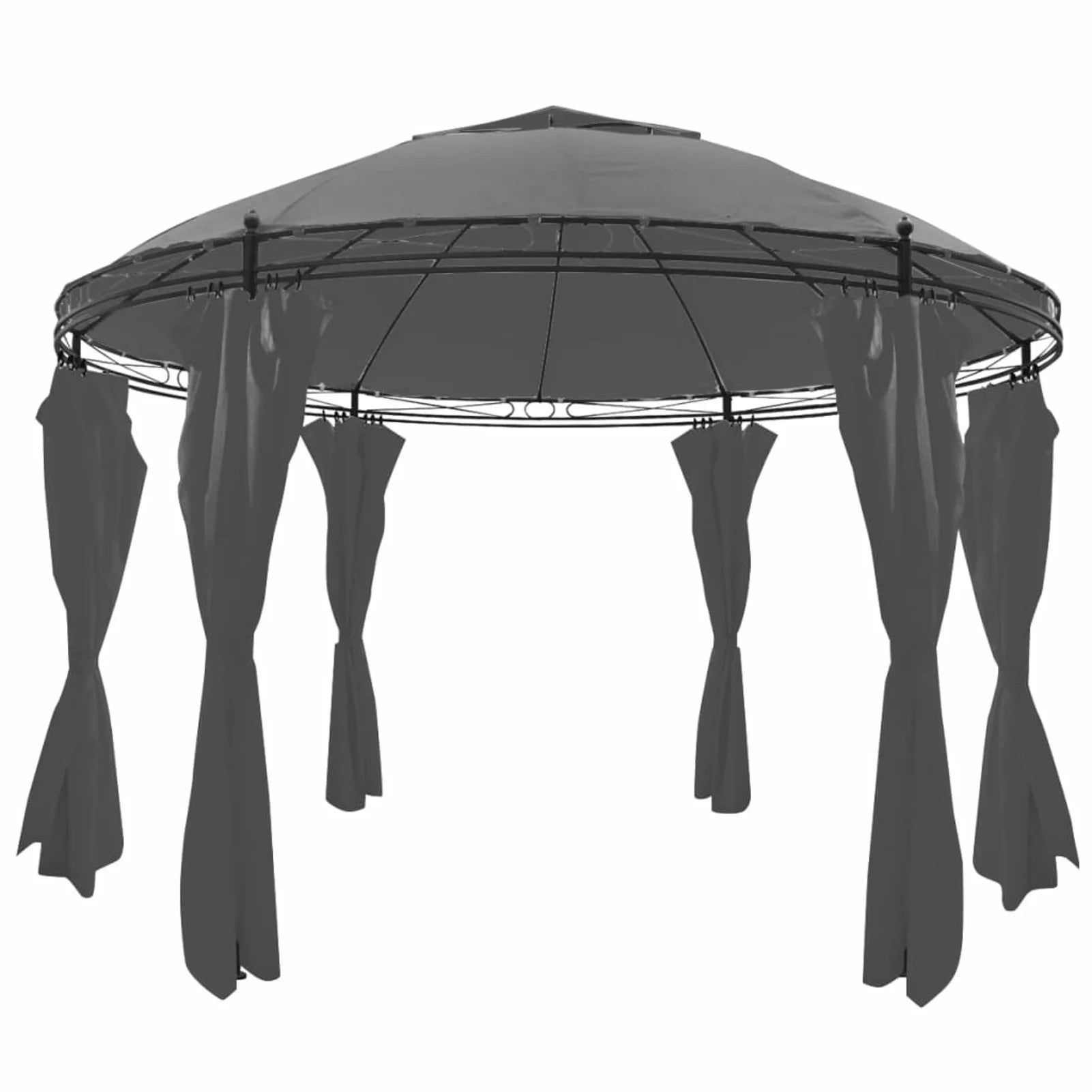 Round Outdoor Gazebo Canopy Steel Frame Sun Shade Shelter D2225