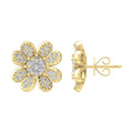 10K Yellow Gold Diamond Flower Stud Earrings H855