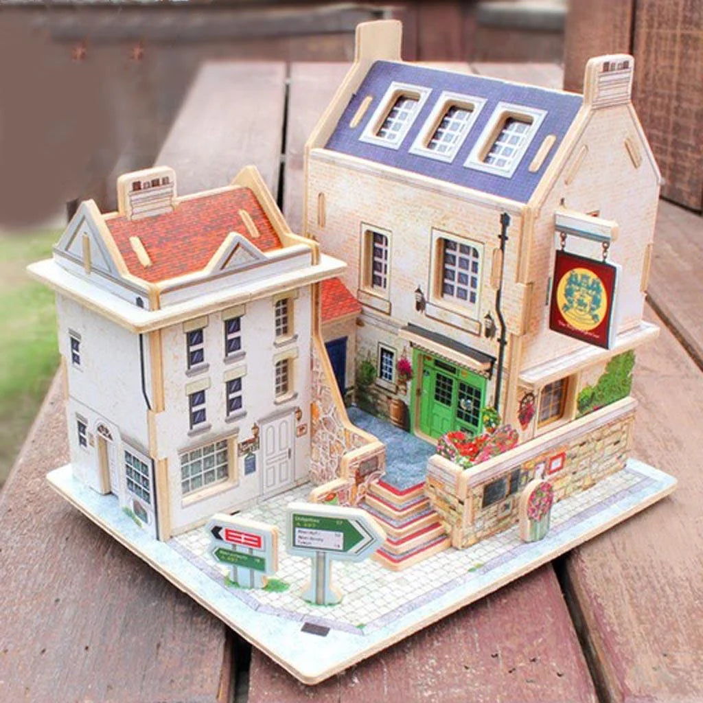 Britain Bar Pub Life Scene 3D Wooden Dollhouse Miniature With Furniture X59527