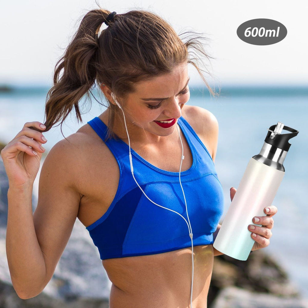 20 OZ Stainless Steel Vacuum Insulated Water Bottle with Straw Lid H65702