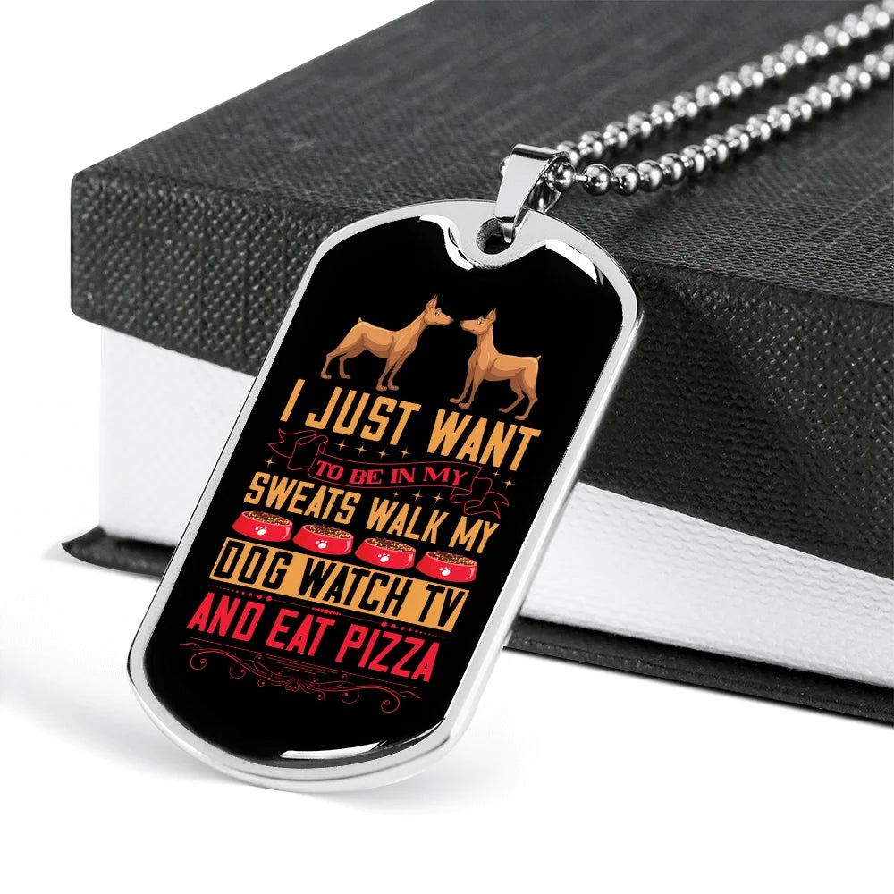 Stainless Steel or 18k Gold Dog Tag Necklace with 24" Chain J138944