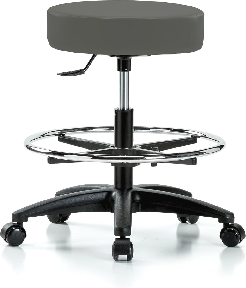 Rolling Swivel Stool with Foot Ring, Counter Height, Cinder Fabric J207082