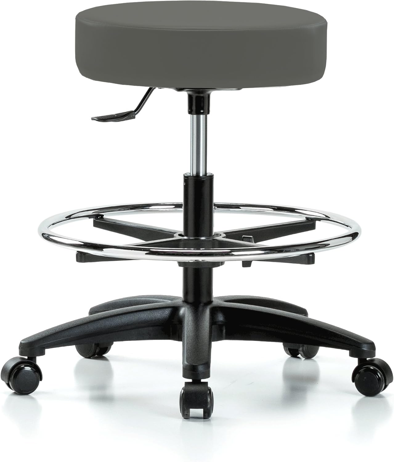 Rolling Swivel Stool with Foot Ring, Counter Height, Cinder Fabric J207082