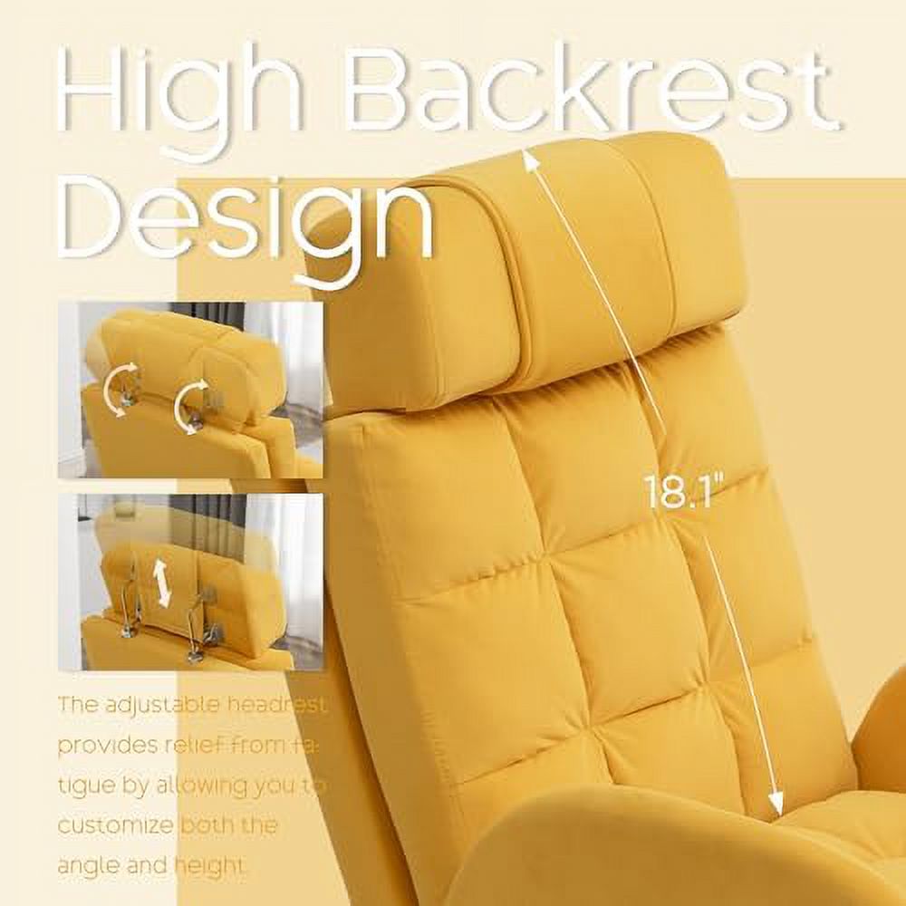 Yellow Velvet Accent Chair with Ottoman C2533