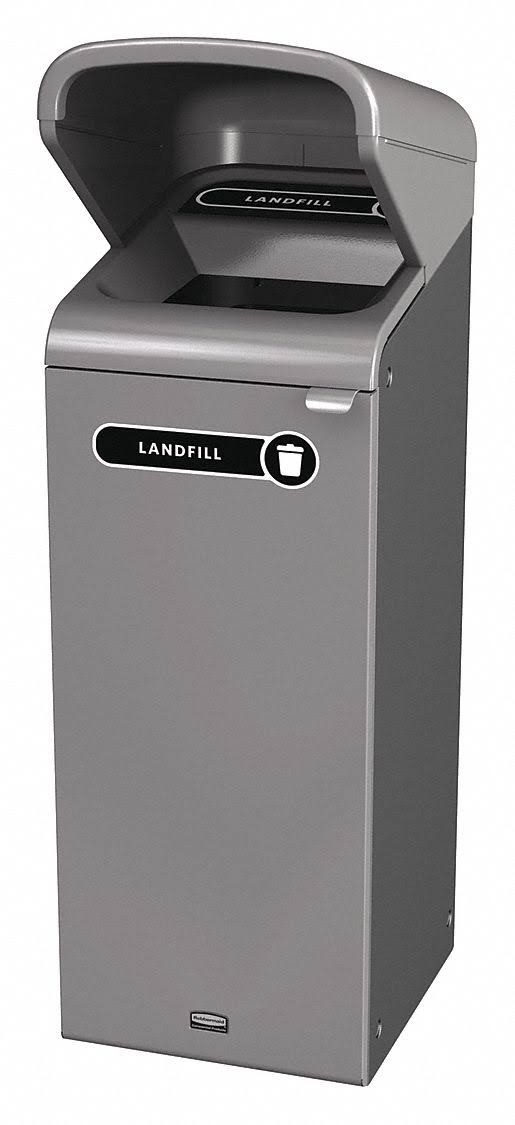 Grey 15 gal Trash Can with Rain Hood Y16473