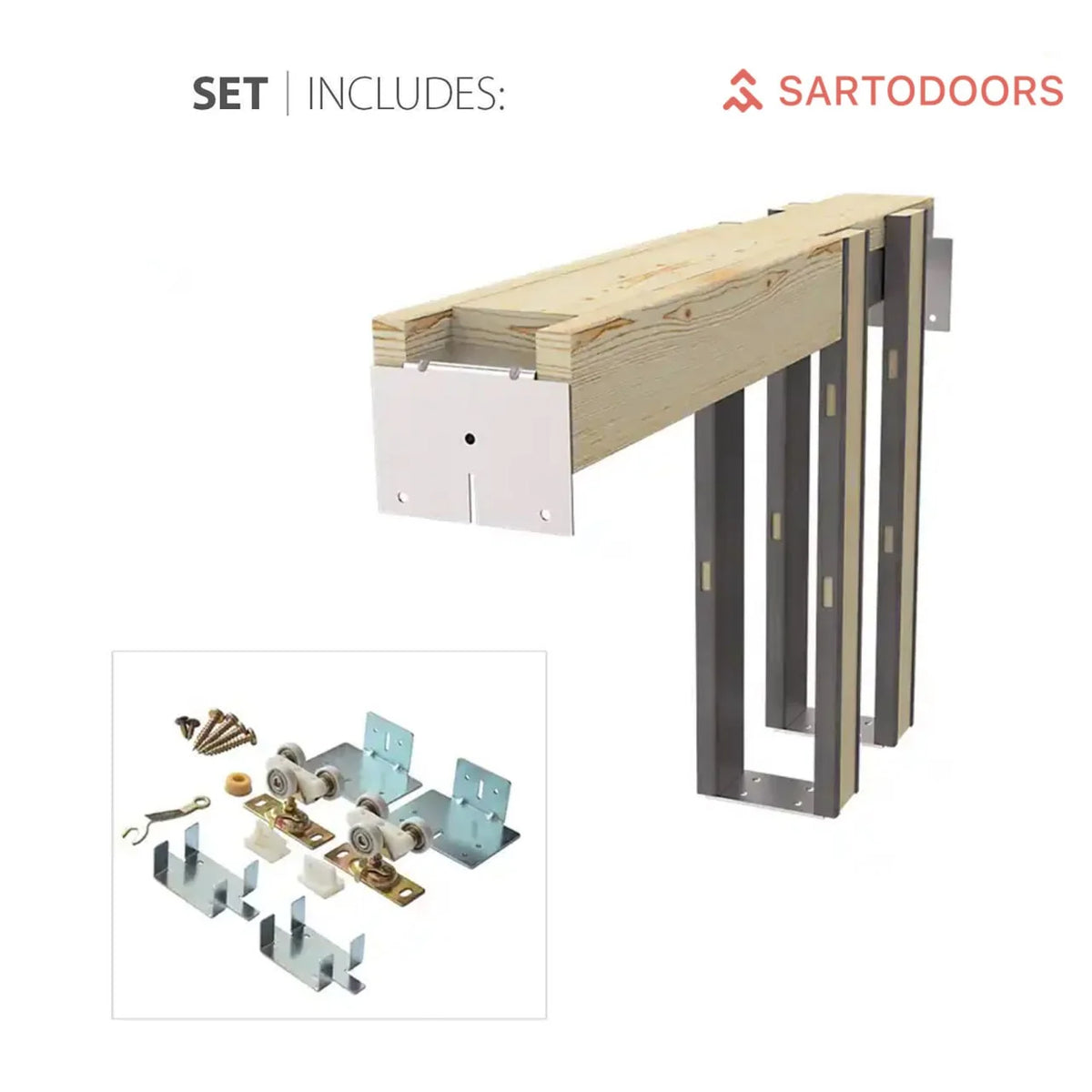 Sliding Pocket Door 18 x 84 inches Solid Wood S440