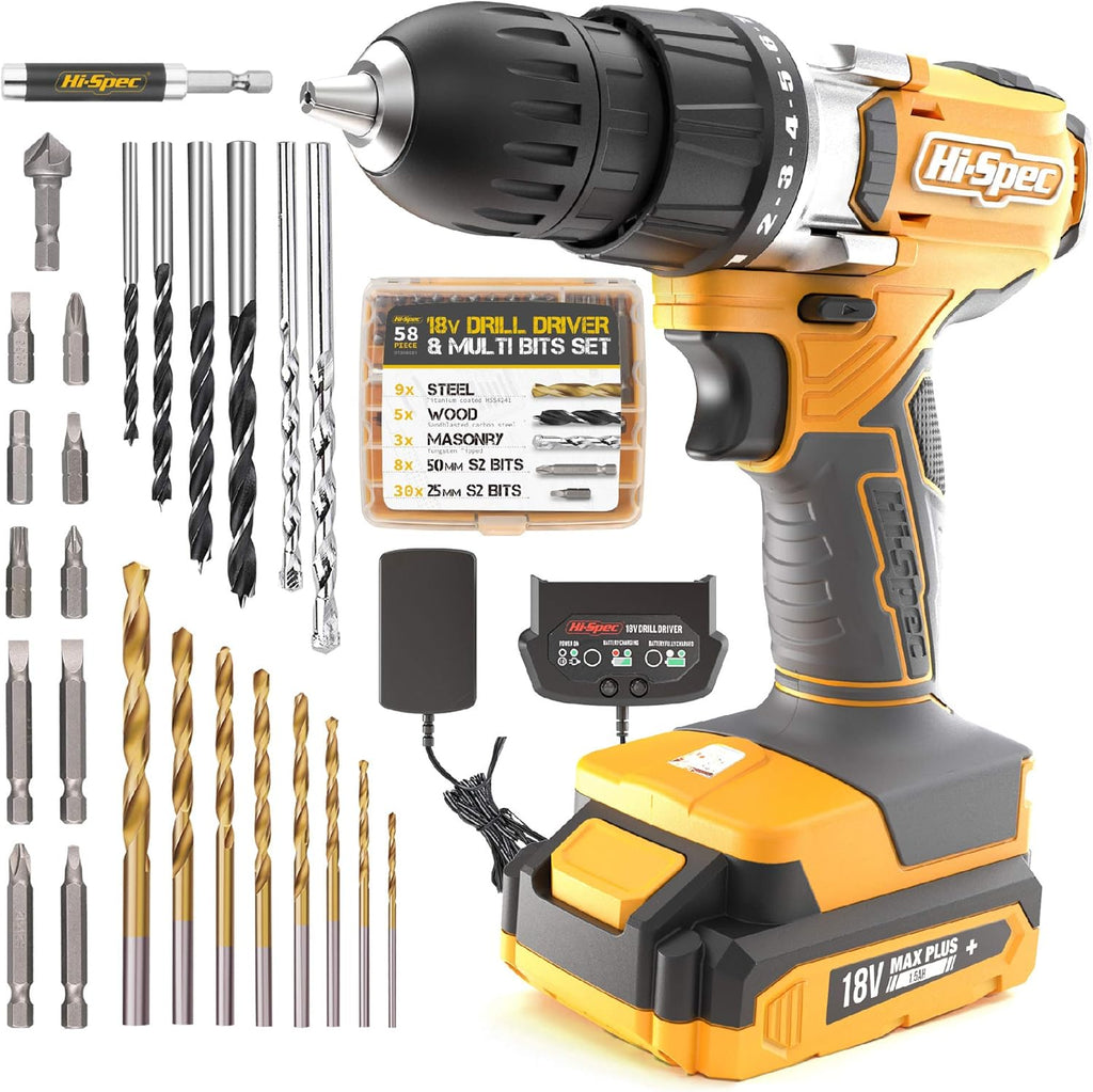 58 Piece 18V Pink Drill Driver & S2 Bit Set Cordless Power Drilling Electric Screwdriver Tool Case Pack of 2 N60277