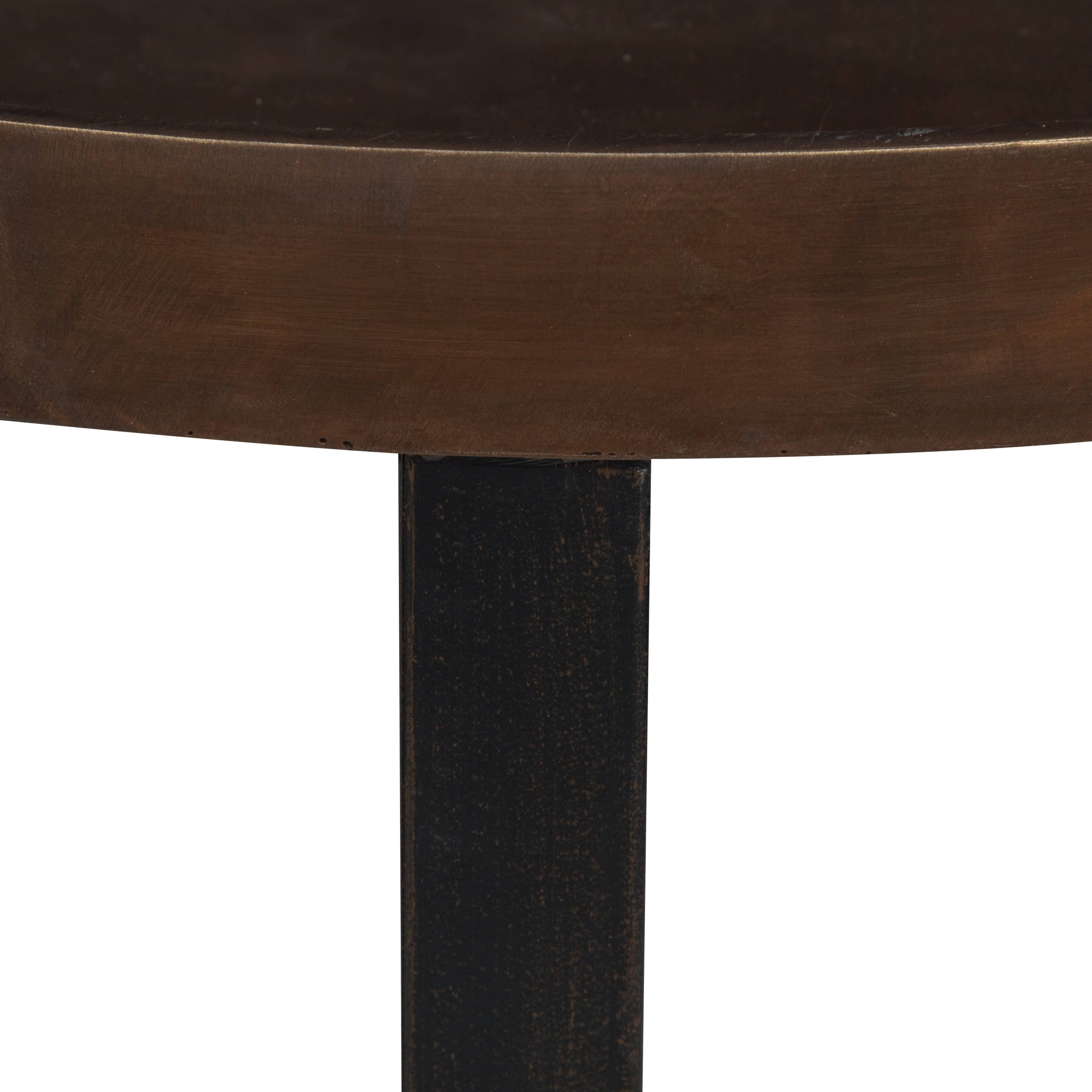 Bronze and Black Round Metal End Table N74465