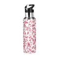 Pink Floral Insulated Stainless Steel Water Bottle with Straw Lid Leakproof 20 oz C224221