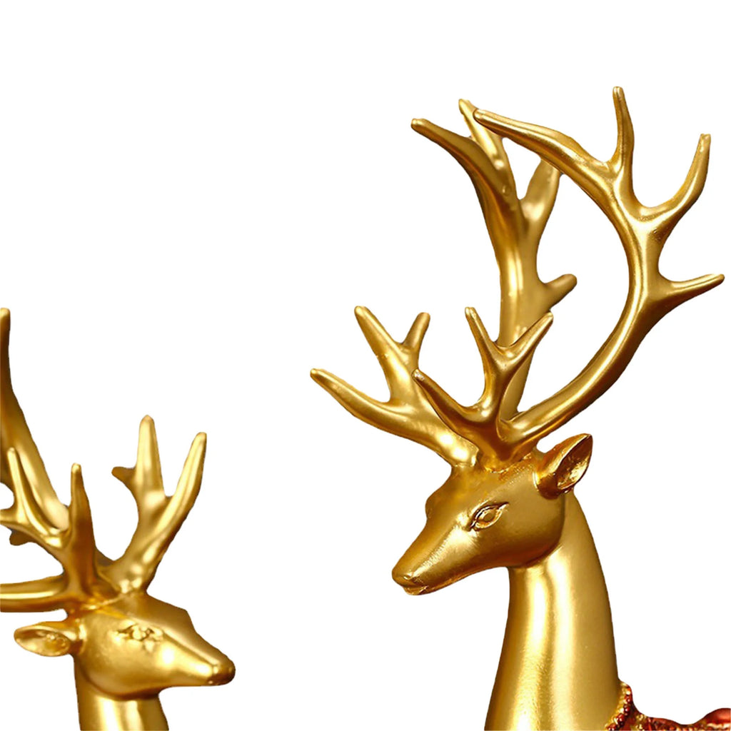 Elk Figurines Sitting and Standing Deer Statues D81059