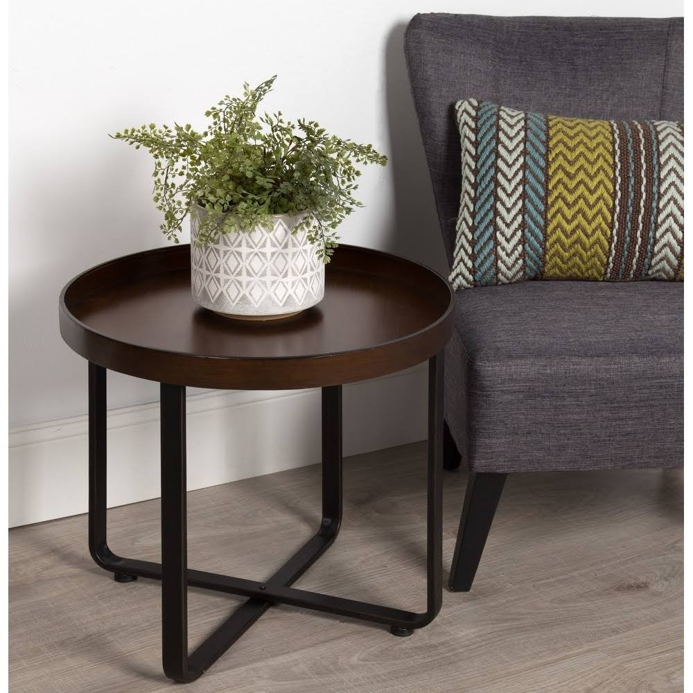 Bronze and Black Round Metal End Table N74465