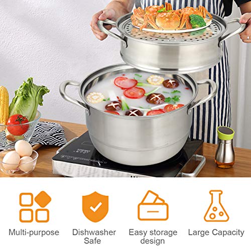 11 Inch Stainless Steel Steamer Pot with Tempered Glass Lid Q298153