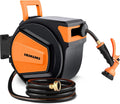 Automatic Retractable Wall Mounted Garden Hose Reel, 1/2”x 65+ 6 FT Hose, 8 Pattern Nozzle Z250613