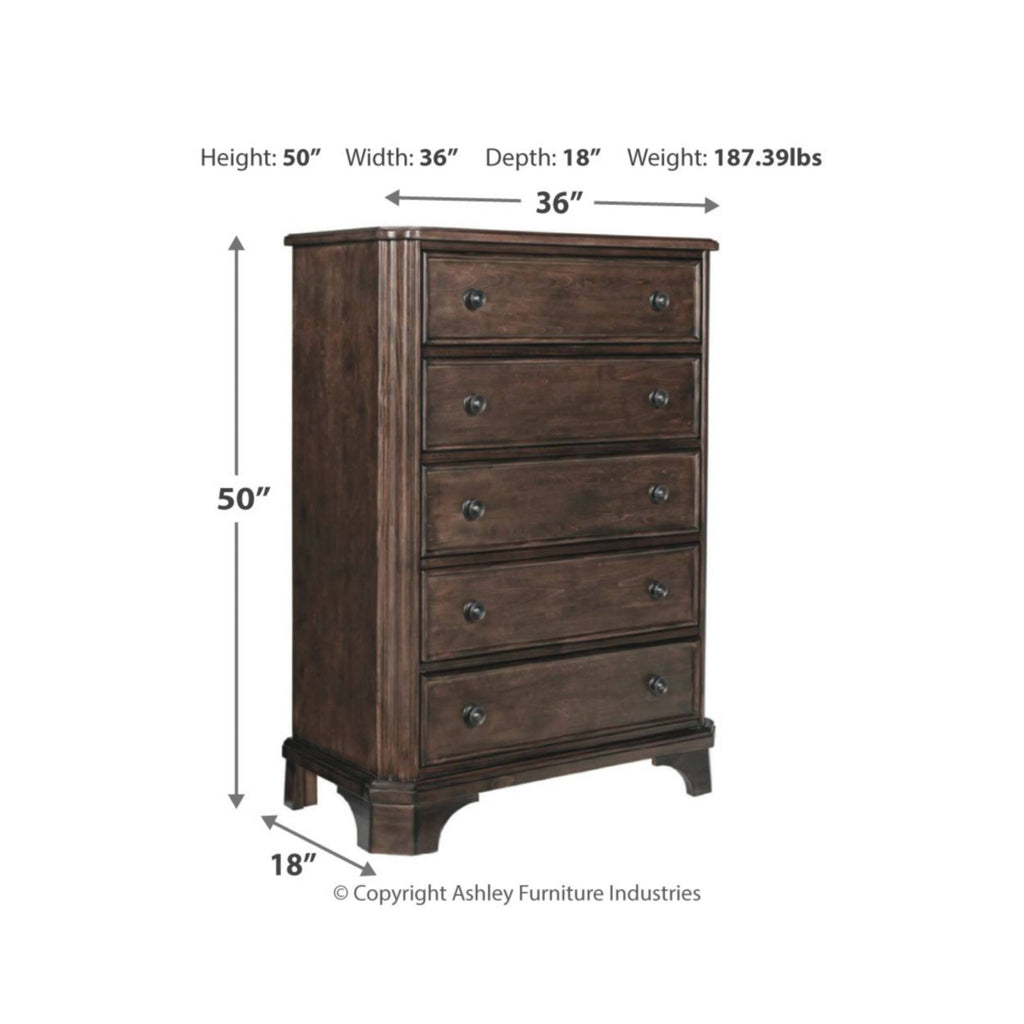 Brown Five Drawer Chest D394155