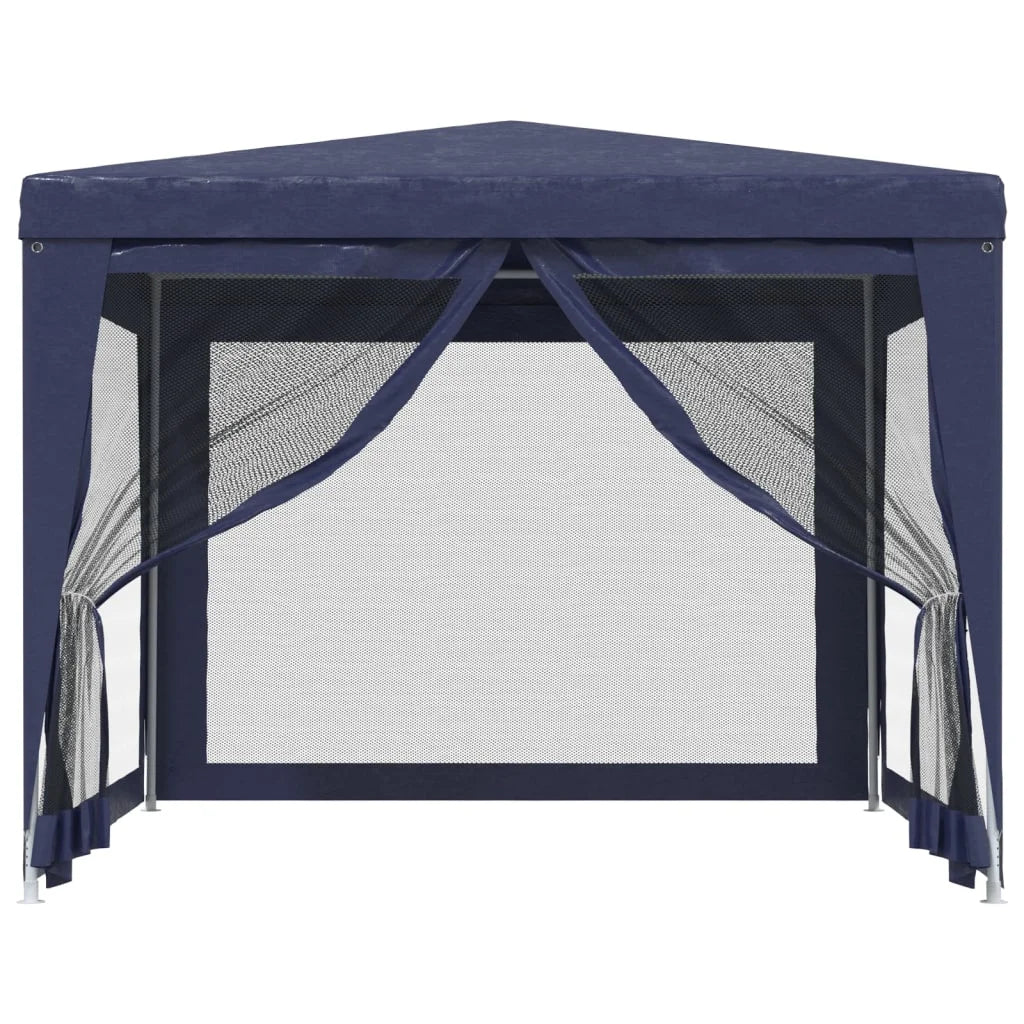 Party Tent with 4 Mesh Sidewalls Blue 9.8'x9.8' HDPE D645