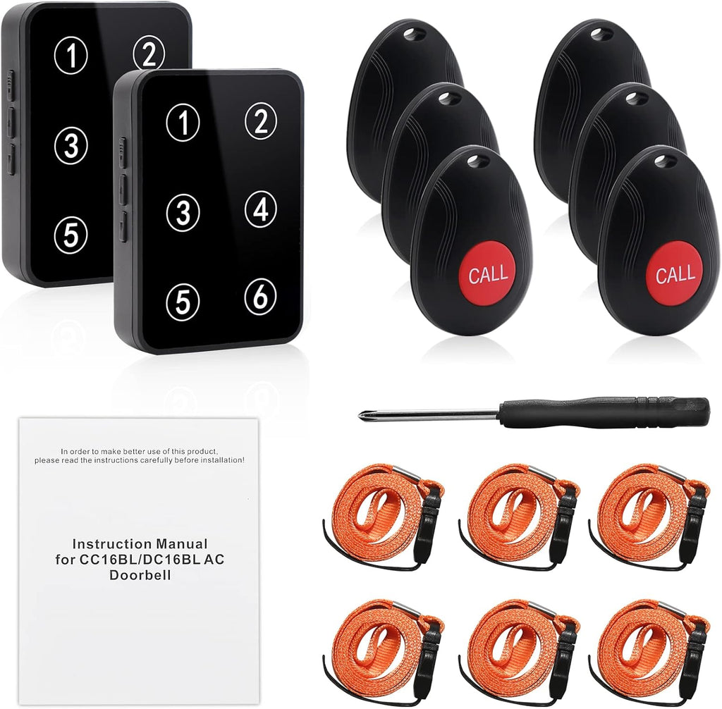Wireless Call Button System with 2 Number Display Plug-in Receiver 6 Waterproof Transmitters C86521