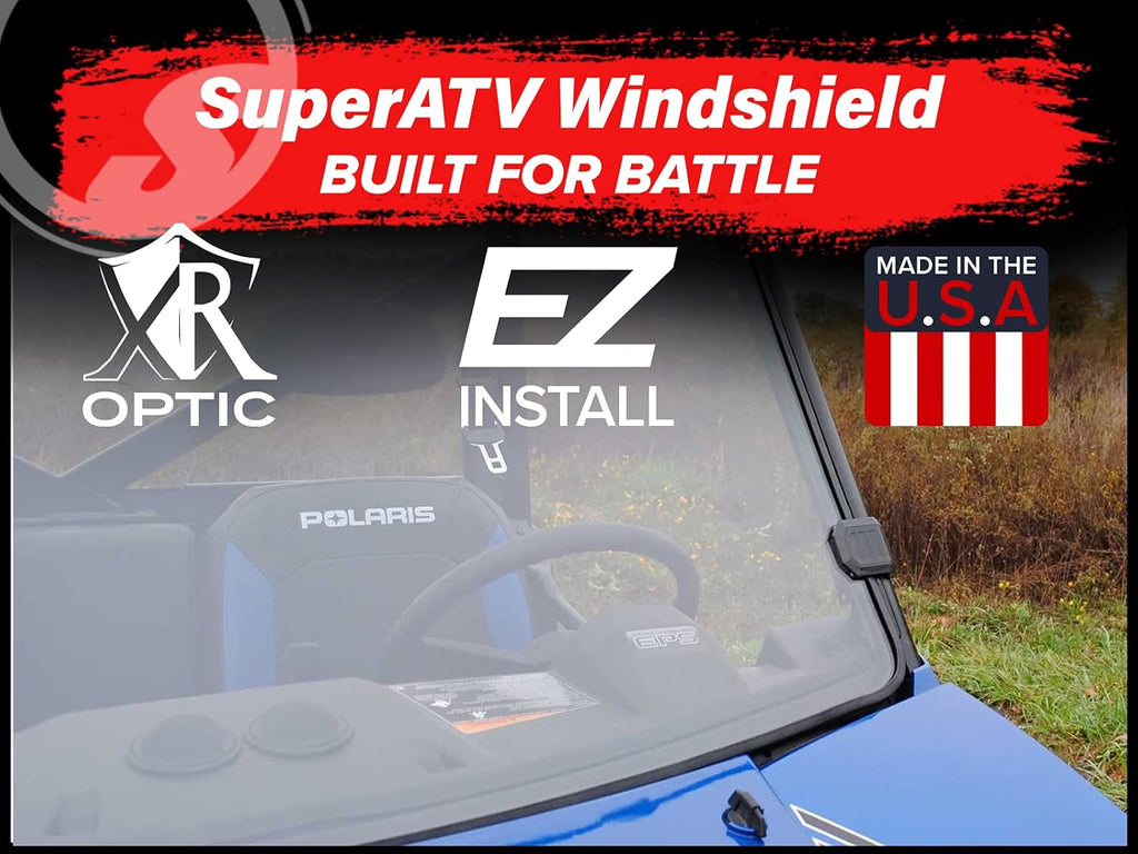 Heavy Duty Full Windshield for Polaris Ranger XP 800 / Ranger Crew / Ranger XP 800 6X6, 1/4 Clear Scratch Resistant Polycarbonate R335537