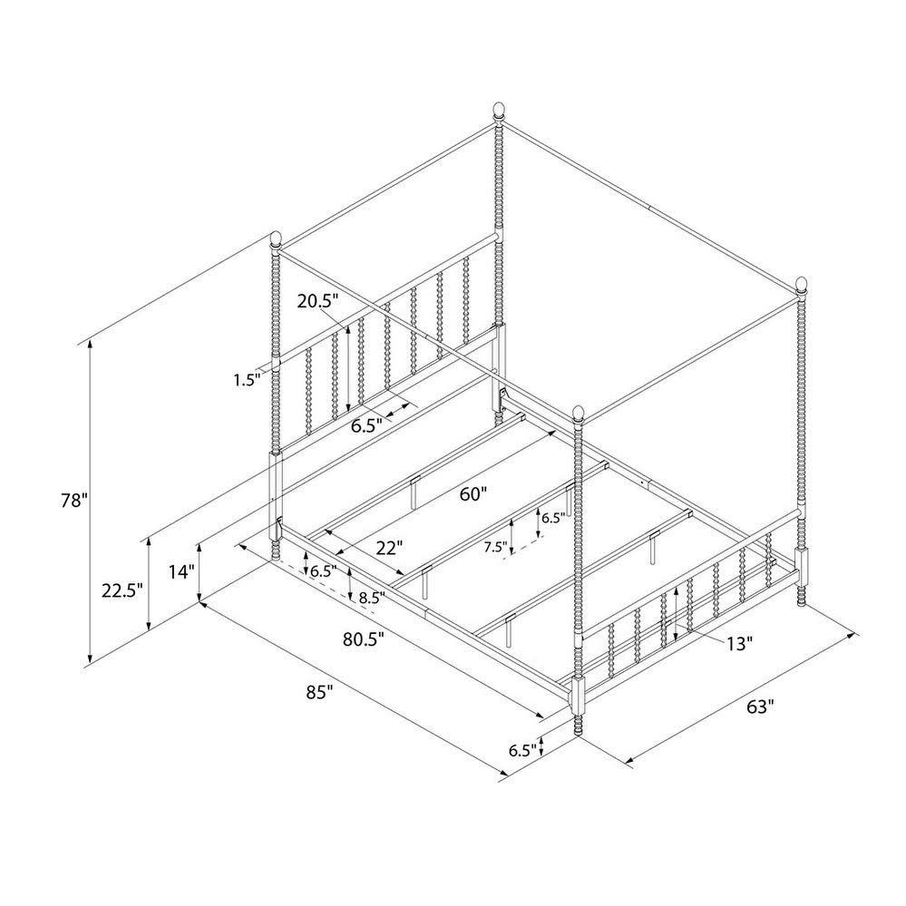 Black Metal Canopy Bed Full F9832