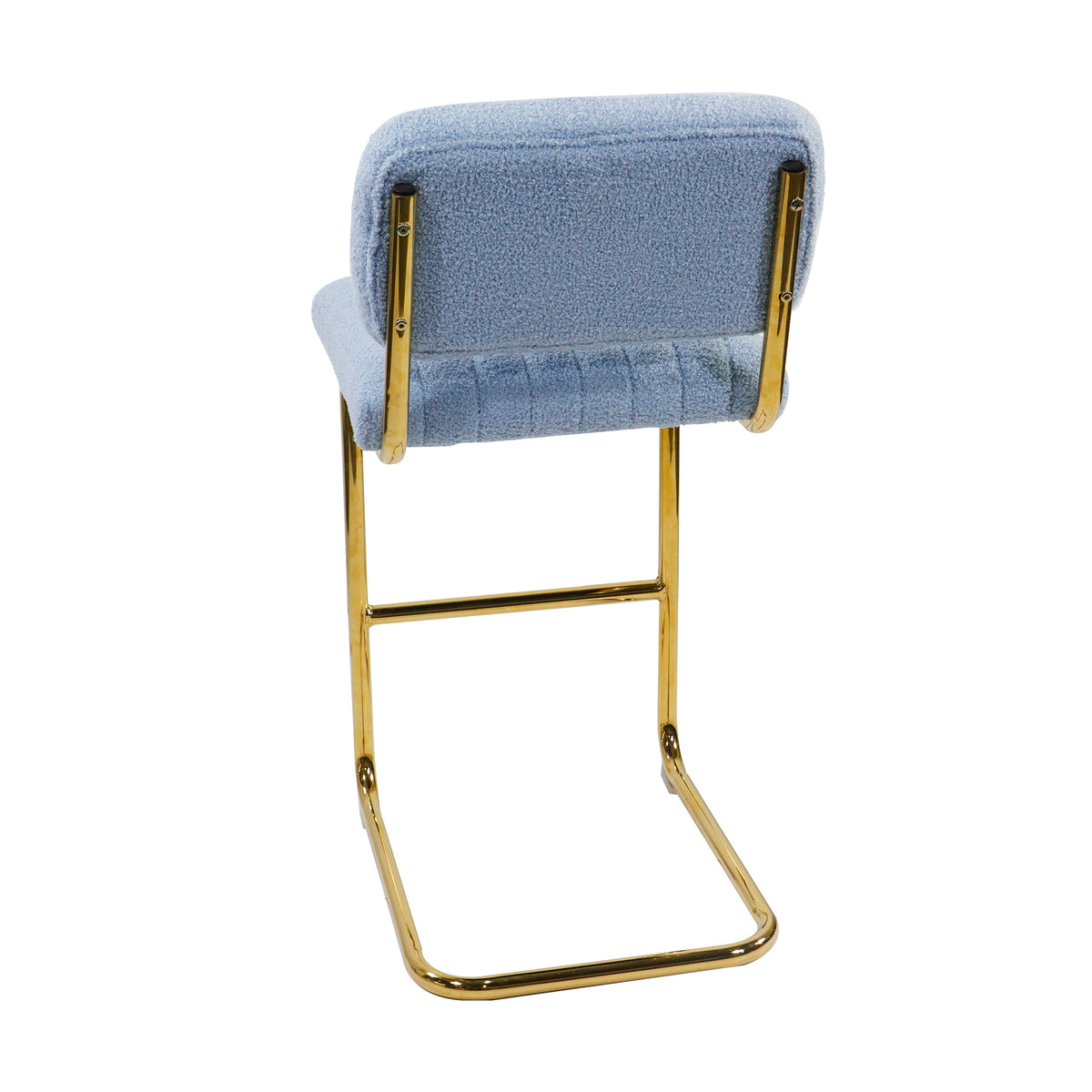 Blue Boucle Upholstered Bar Stools Set of 2 S587