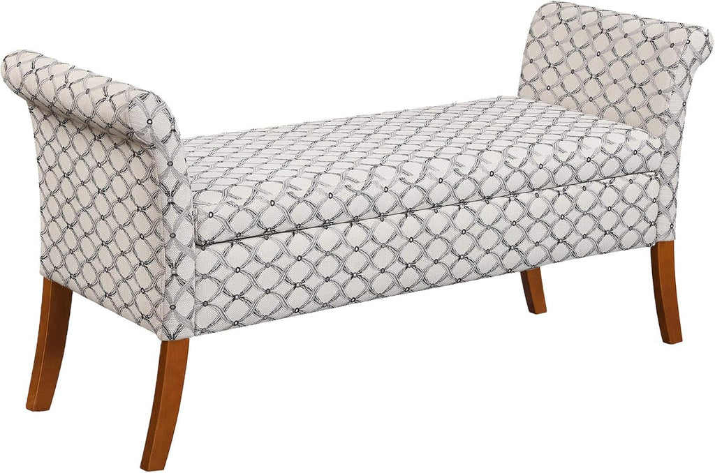 Beige Botanical Storage Bench Z546