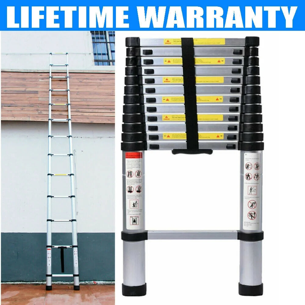 8.5ft Aluminum Telescoping Ladder 9 Steps Non-Slip S774895