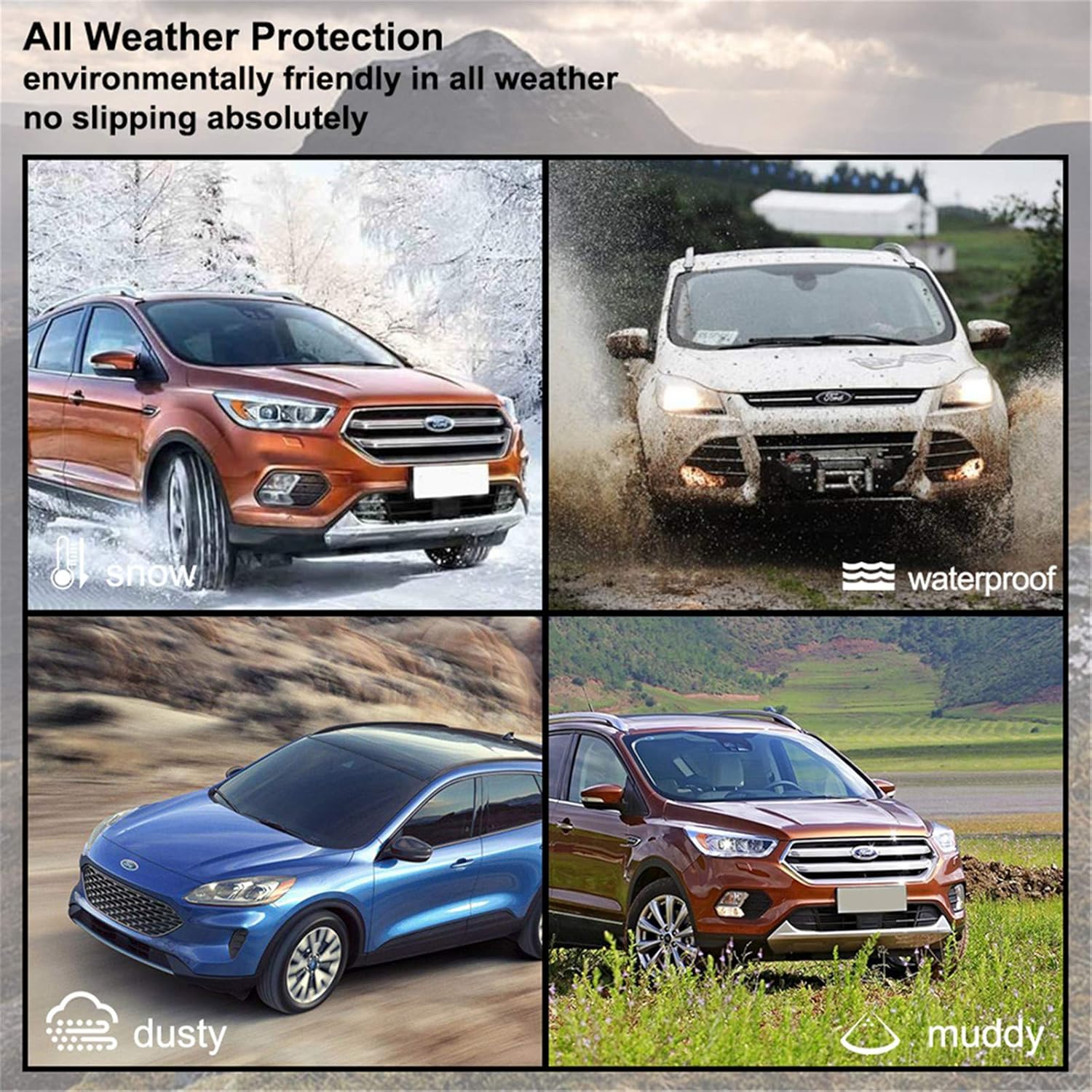 Black TPE All Weather Floor Mats for Ford Escape U600