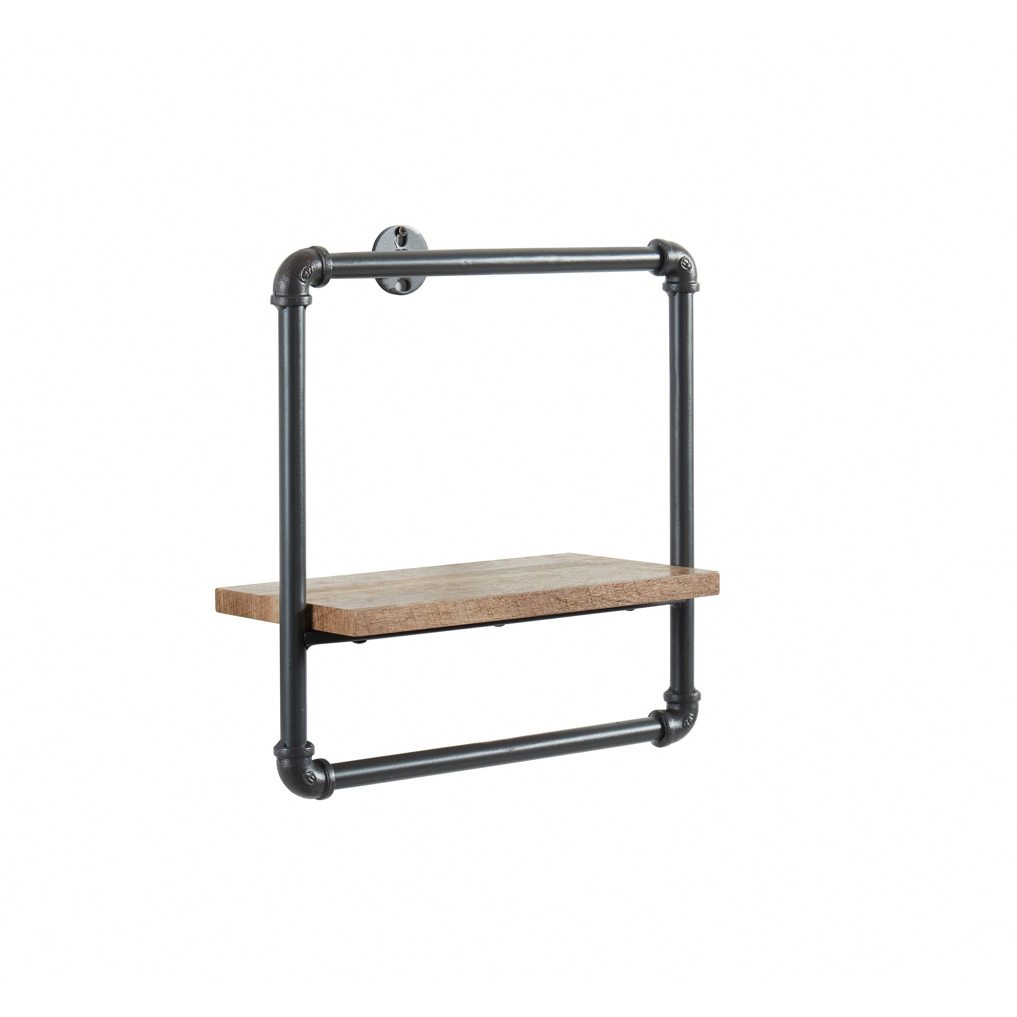 Sand Black 5-Piece Industrial Pipe Wall Shelf Set M99564