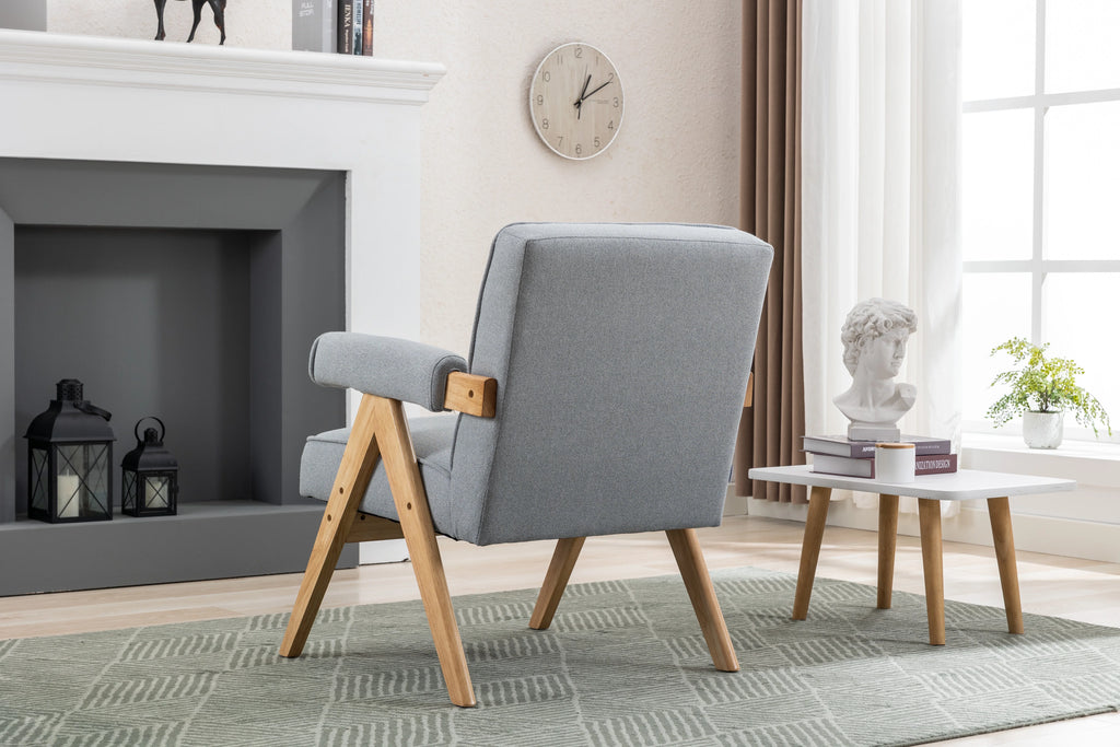 Mid-Century Modern Accent Chair with Solid Wood Armrest G22111
