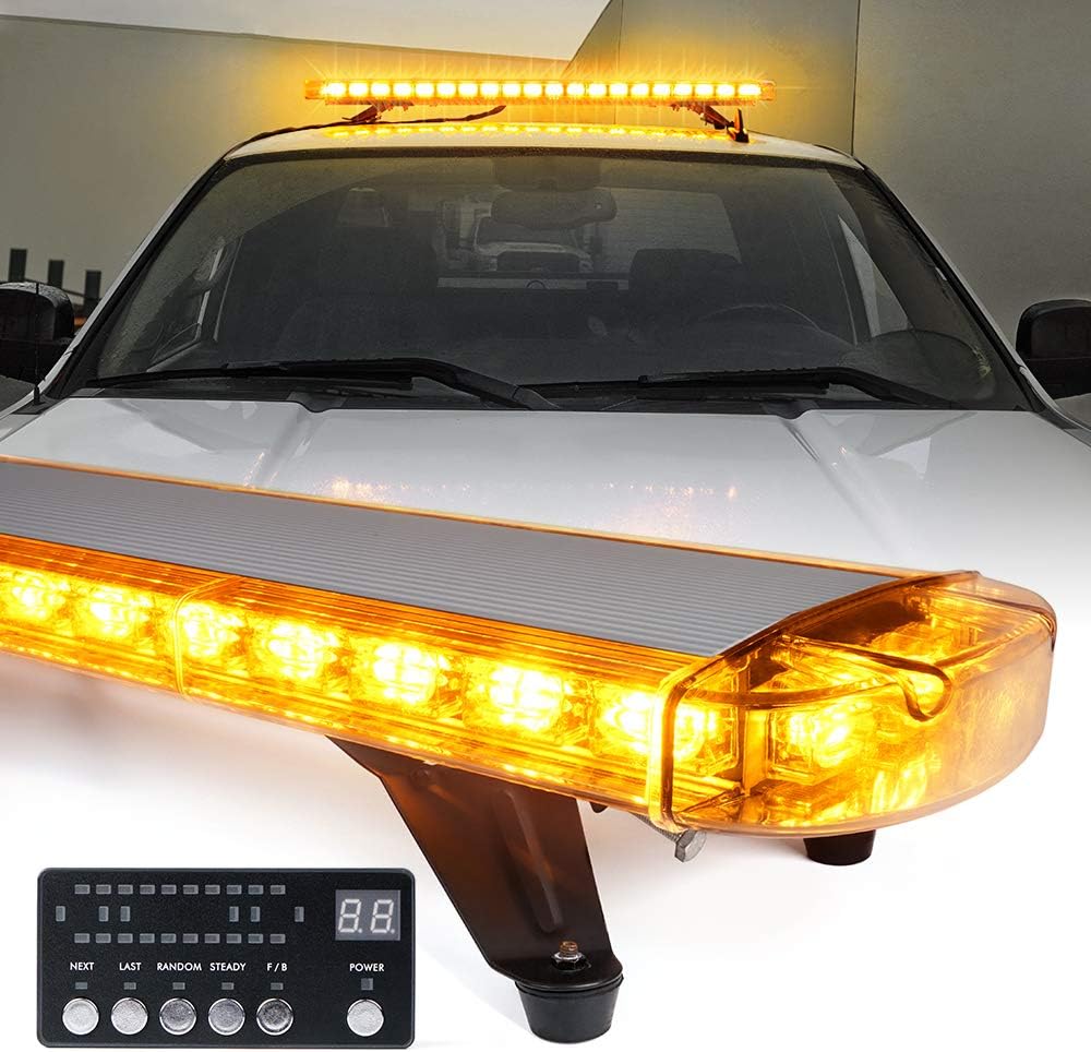 48 Inch LED Rooftop Strobe Warning Lights Bar with Adjustable Mounting Brackets E7377
