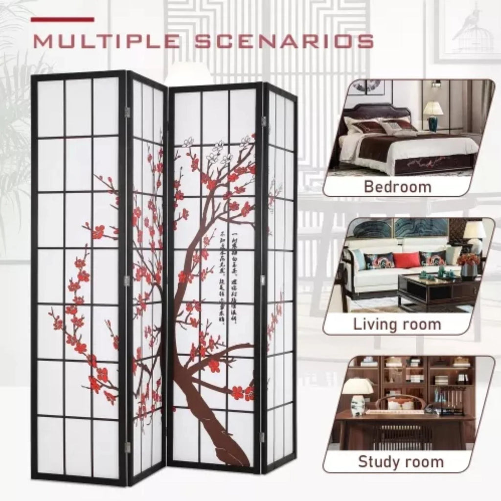 White Freestanding 4 Panel Room Divider V2336