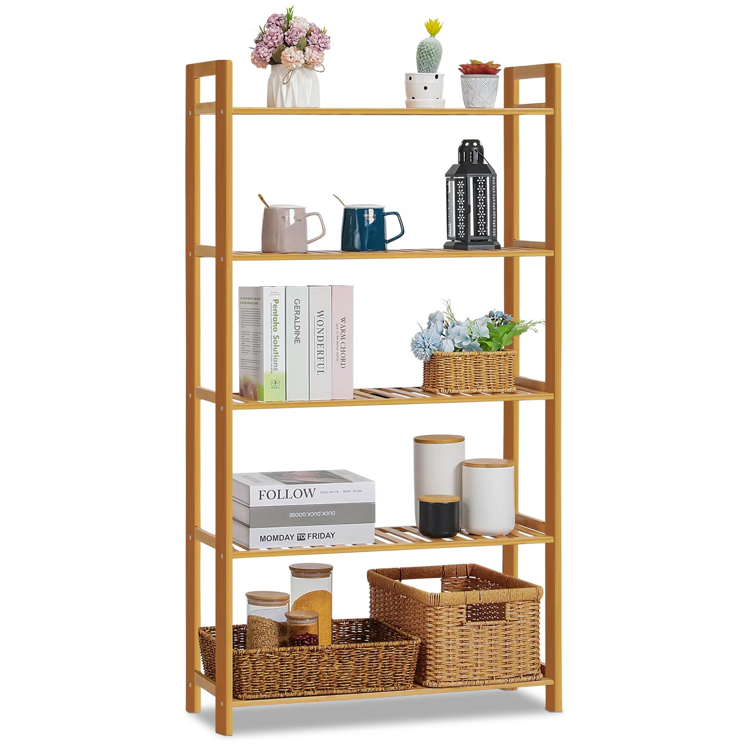 Bamboo 5 Tiers Shelving Unit W34930
