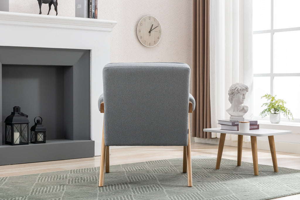 Mid-Century Modern Accent Chair with Solid Wood Armrest G22111