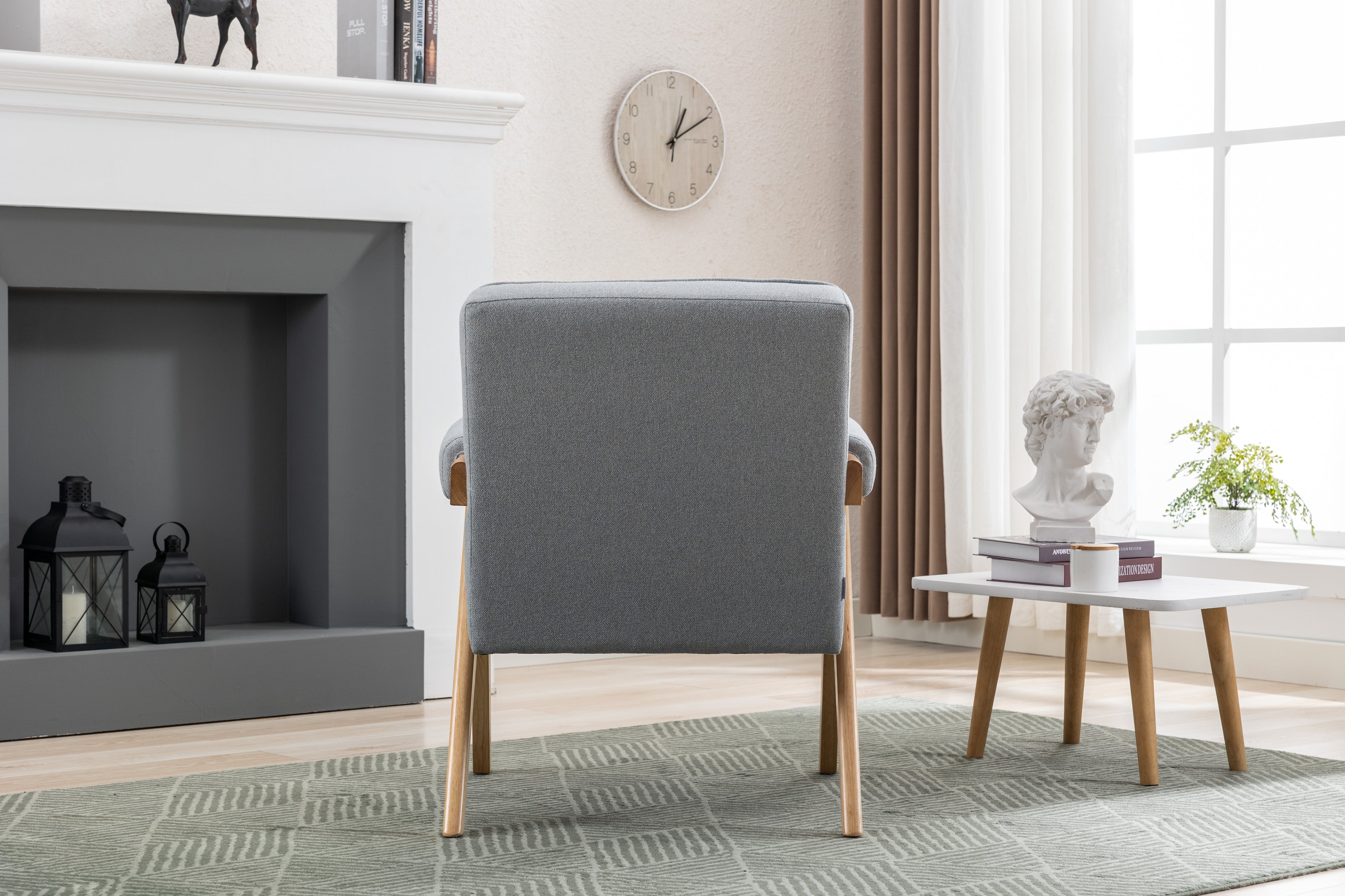 Mid-Century Modern Accent Chair with Solid Wood Armrest G22111