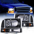 Headlight Assembly Replacement 4 Pack Black Housing Clear Lens G3940