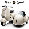 12V Licensed Vespa Ride on Motorcycle with Side Car, 2-Seater Electric Car for Kids, Grey J684