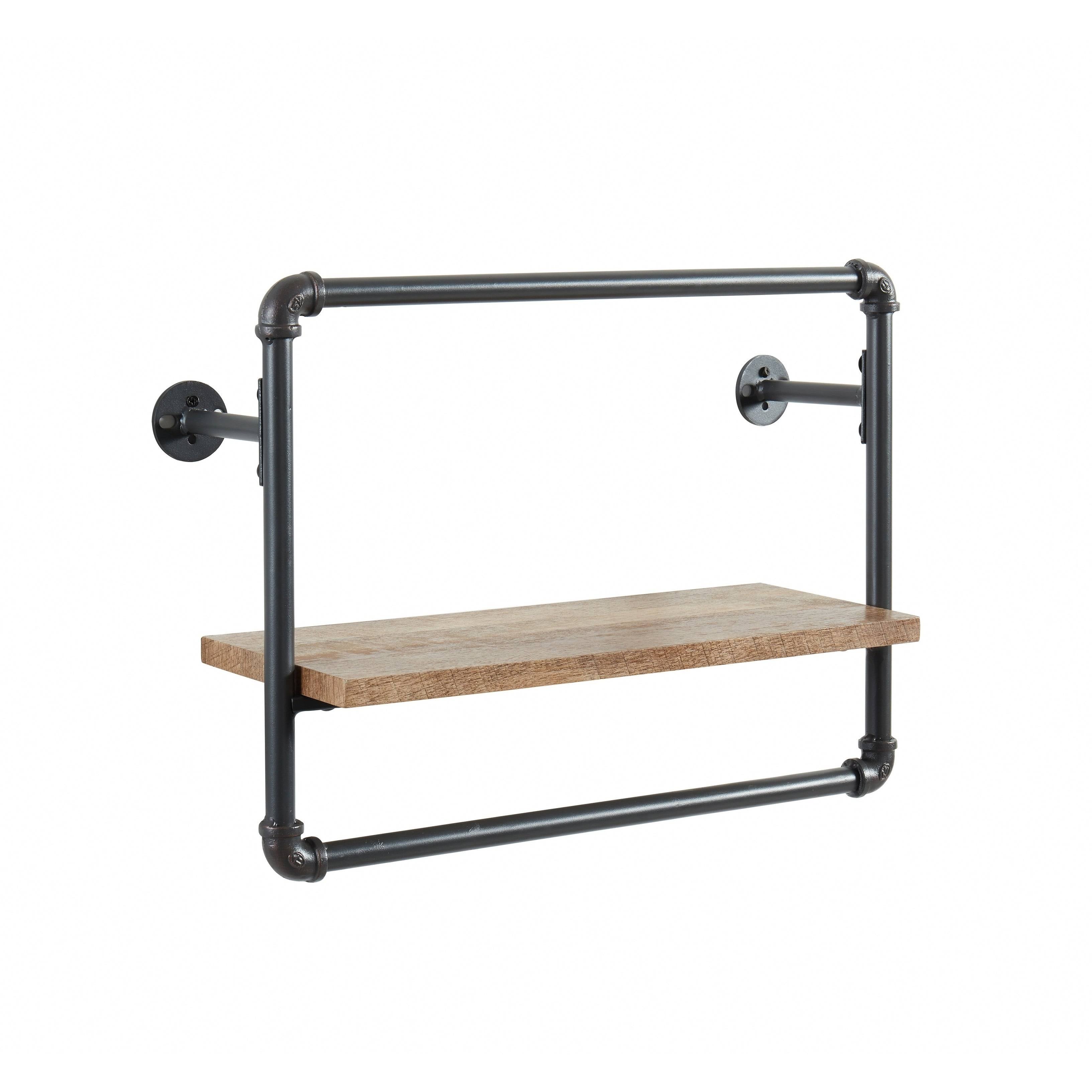 Sand Black 5-Piece Industrial Pipe Wall Shelf Set M99564