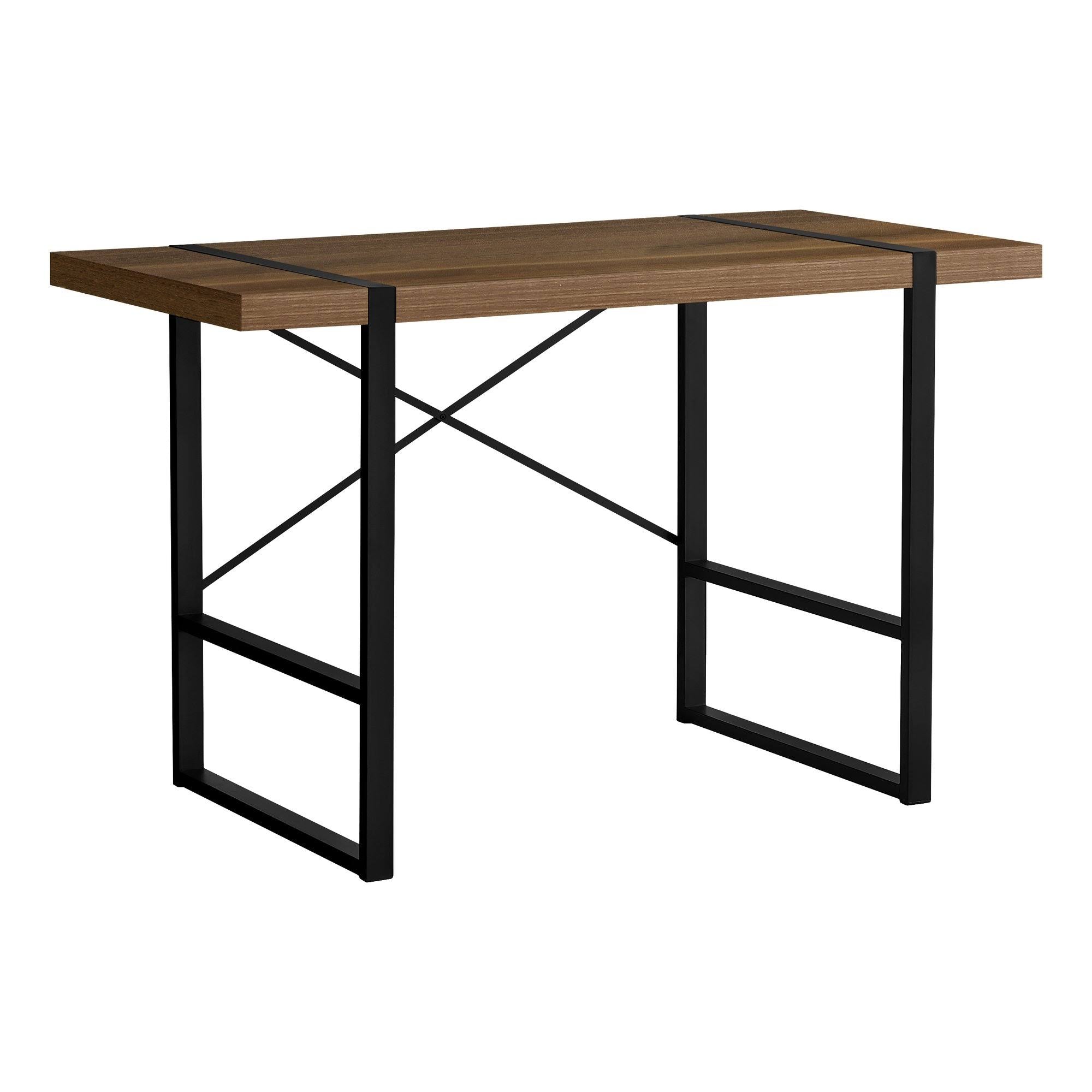 Walnut Black Metal Computer Desk B630449