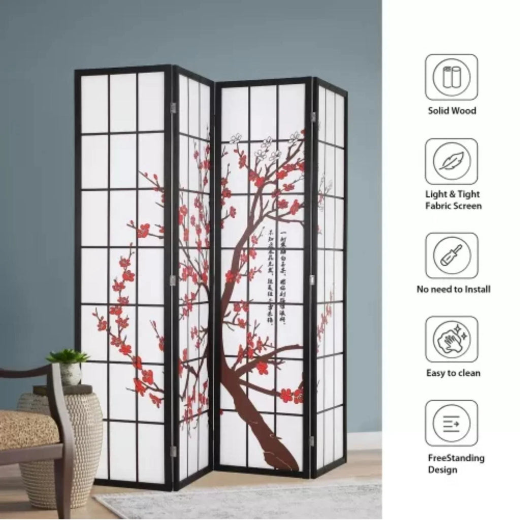 White Freestanding 4 Panel Room Divider V2336