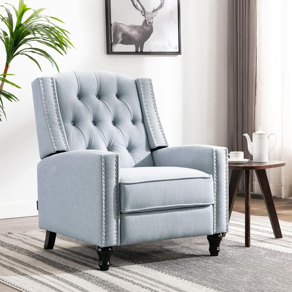 Caribbean Blue Fabric Push Back Recliner Chair D62009